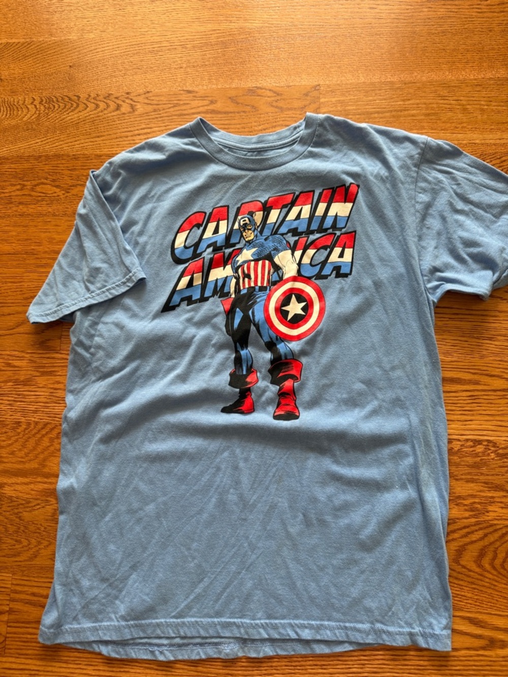 Marvel Captain America Graphic Tee - Light Blue with Red & White Accents